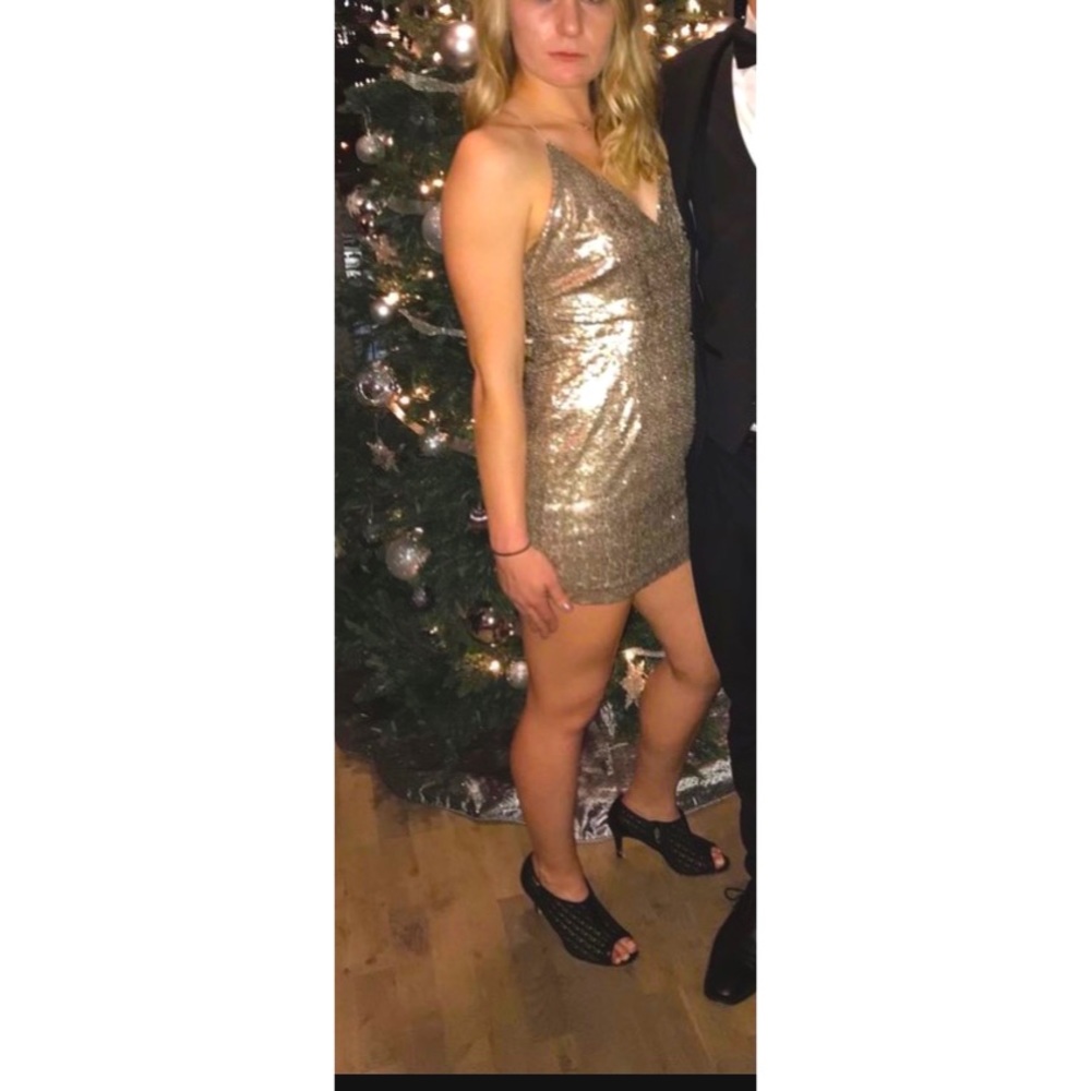 Sequined Gold Cocktail Dress